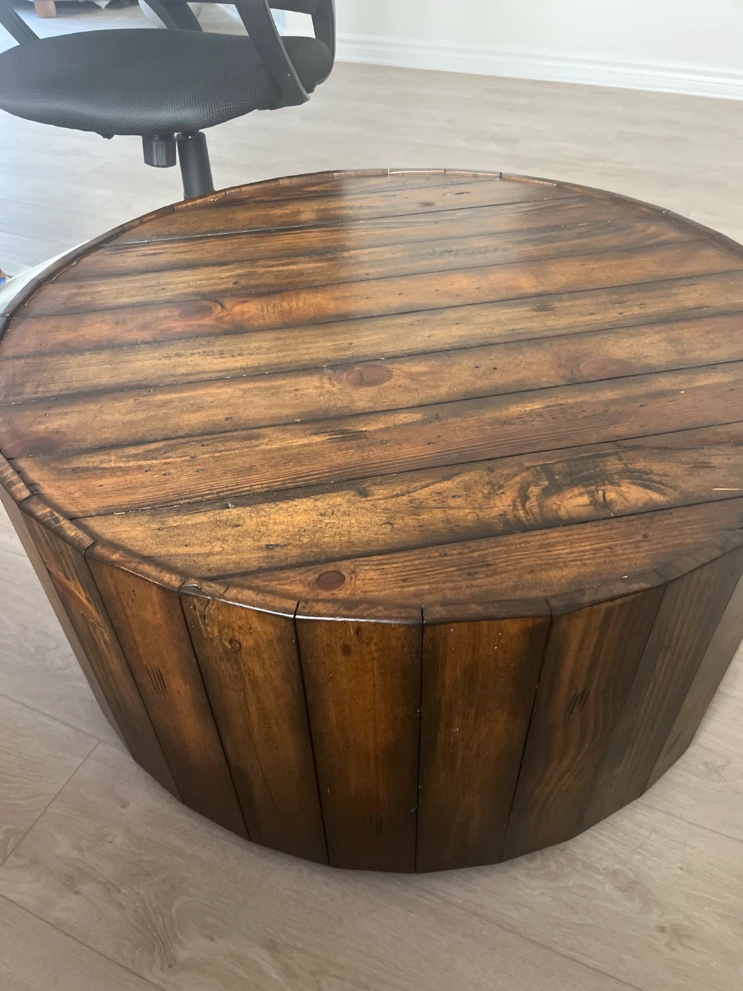 Rustic Wood Drum Style Coffee Table