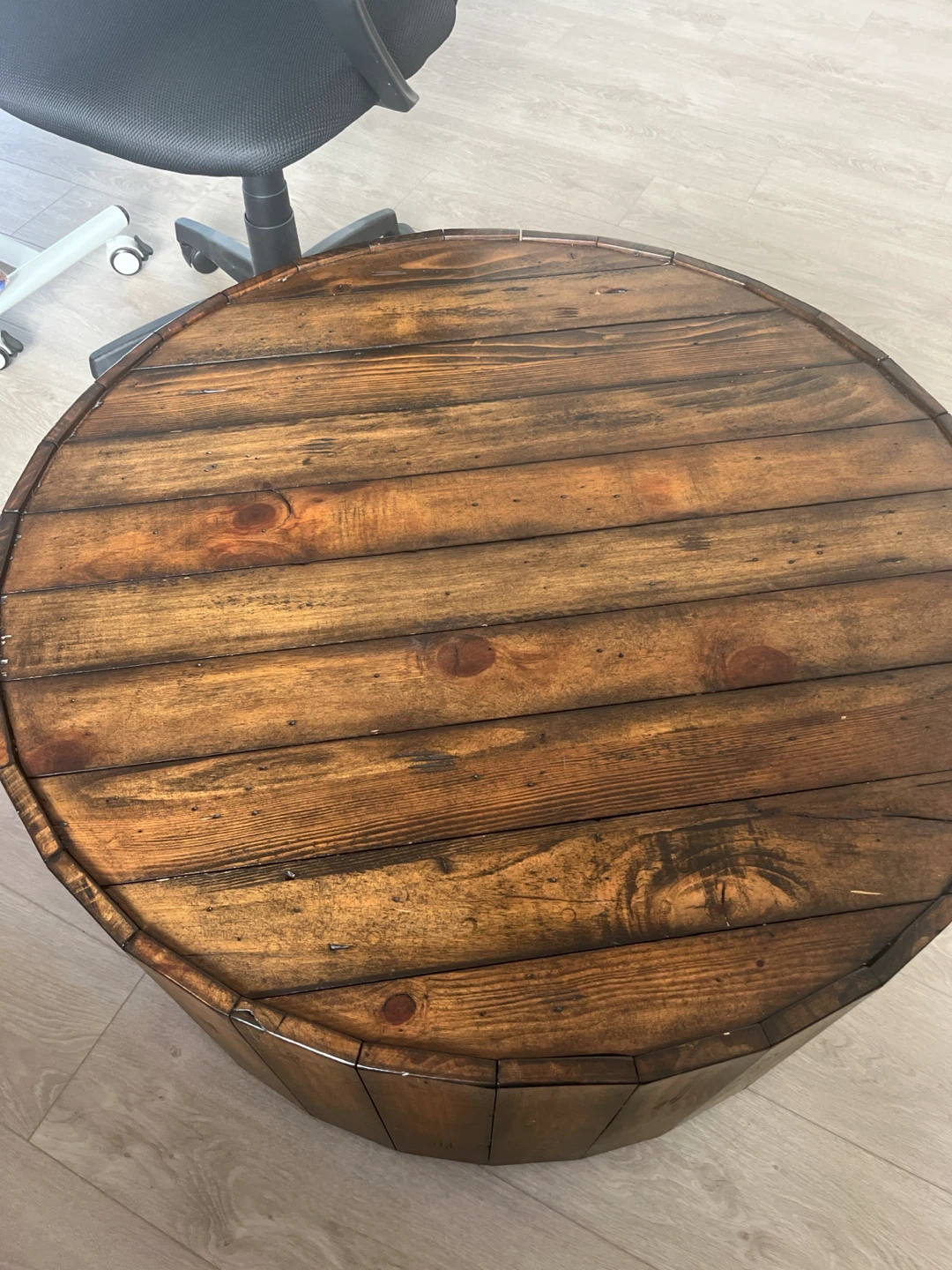 Rustic Wood Drum Style Coffee Table - photo 2