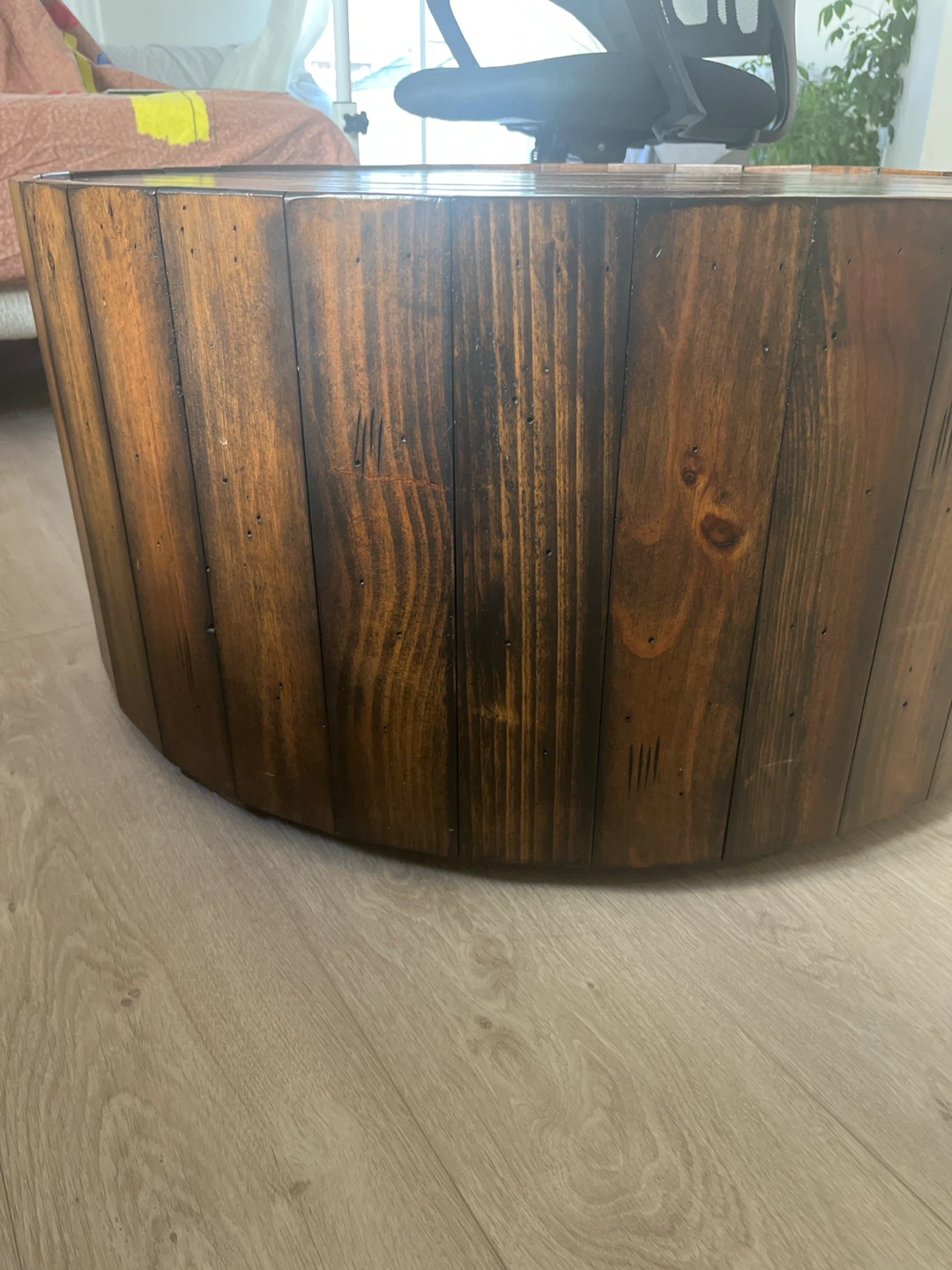 Rustic Wood Drum Style Coffee Table - photo 3