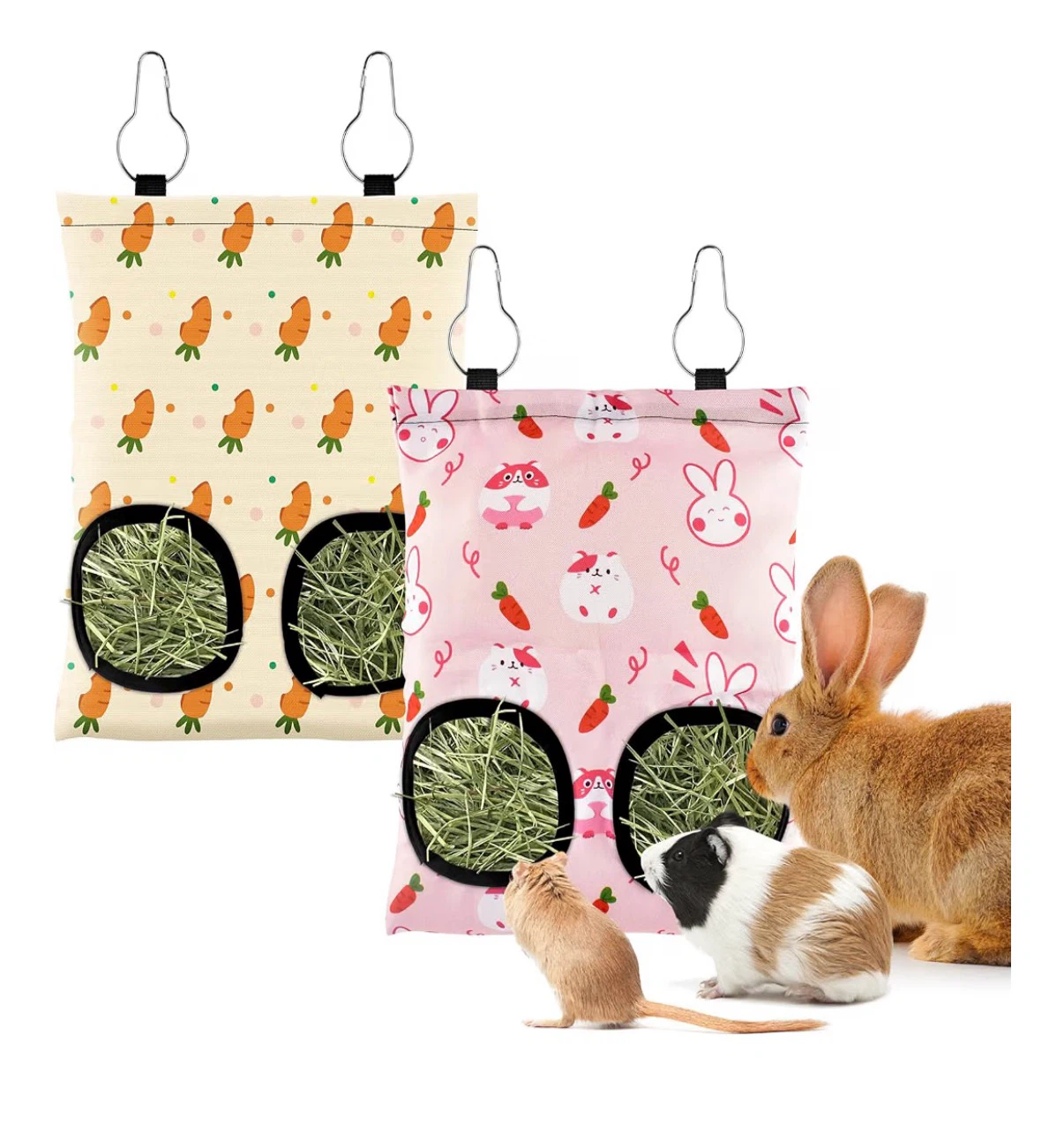 4 small animal hay feeder bags
