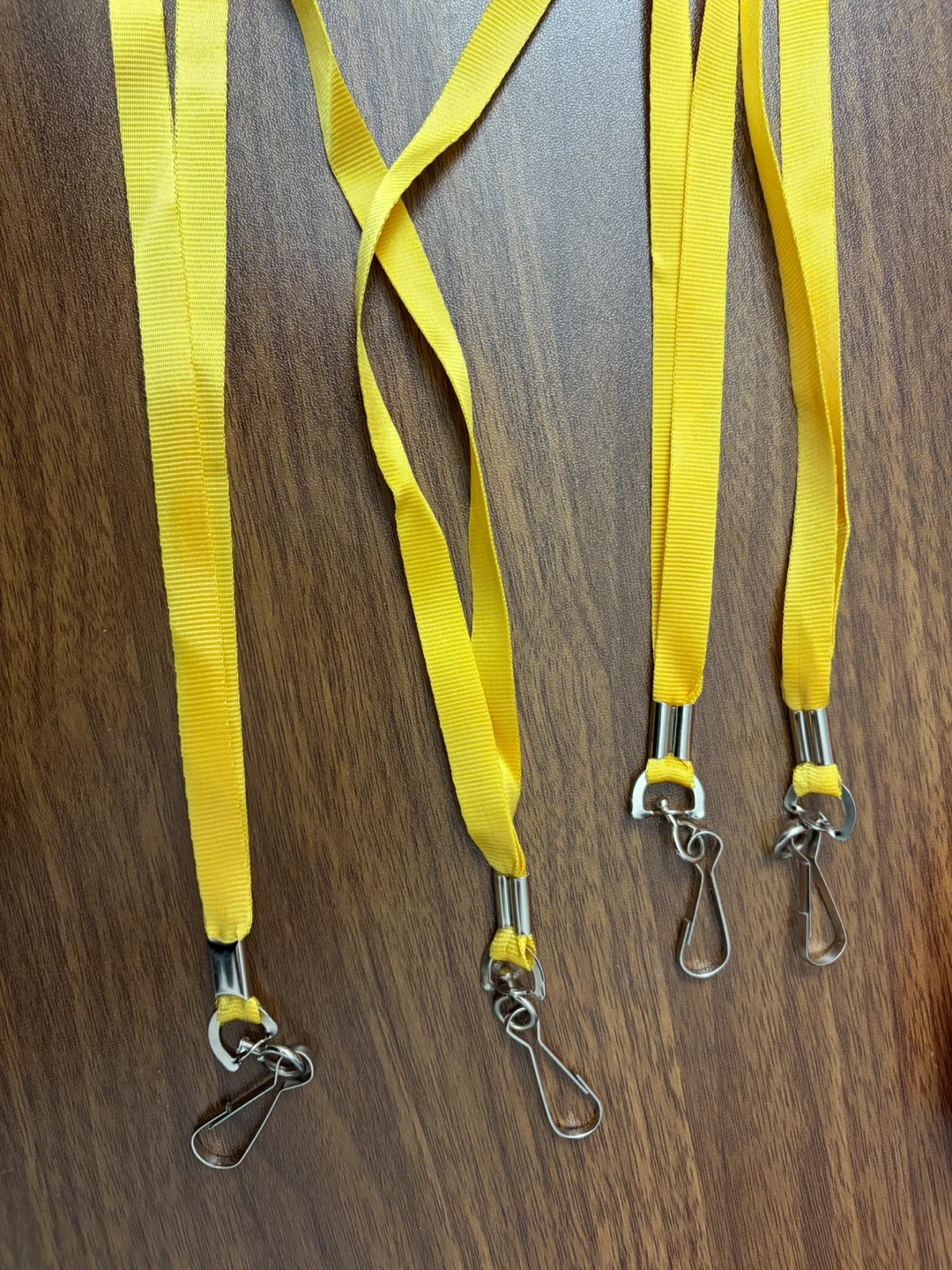 4 Yellow Lanyards with Metal Clasps