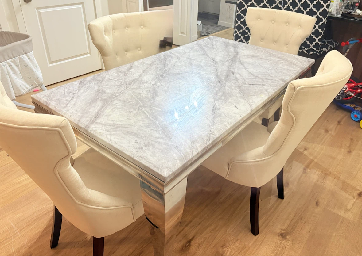 Marble Top Dining Table with 4 Chairs