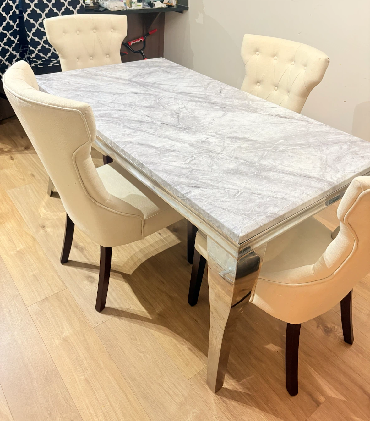 Marble Top Dining Table with 4 Chairs - photo 3