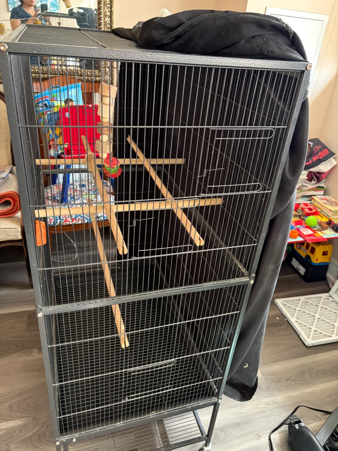 Large Black Metal Bird Cage 31.5 x 20.5 x 52 inch - photo 4
