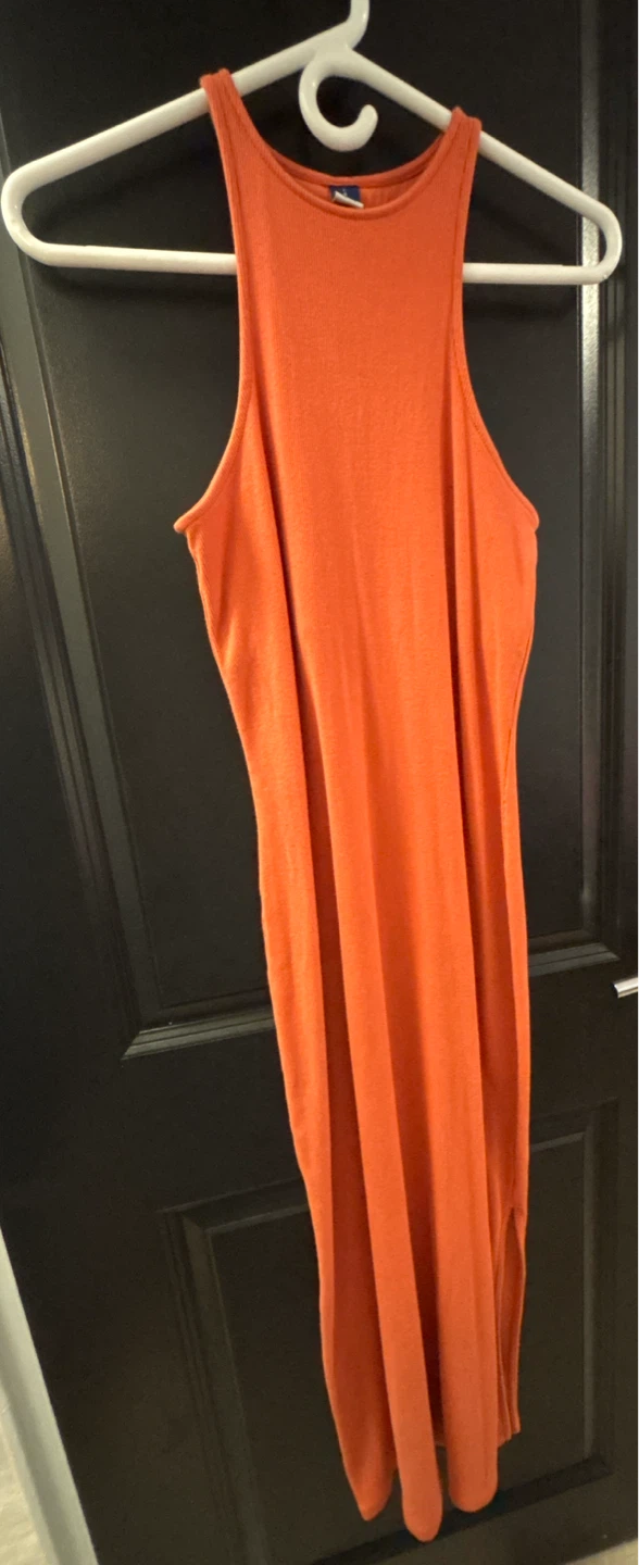 Orange Ribbed Maxi Dress