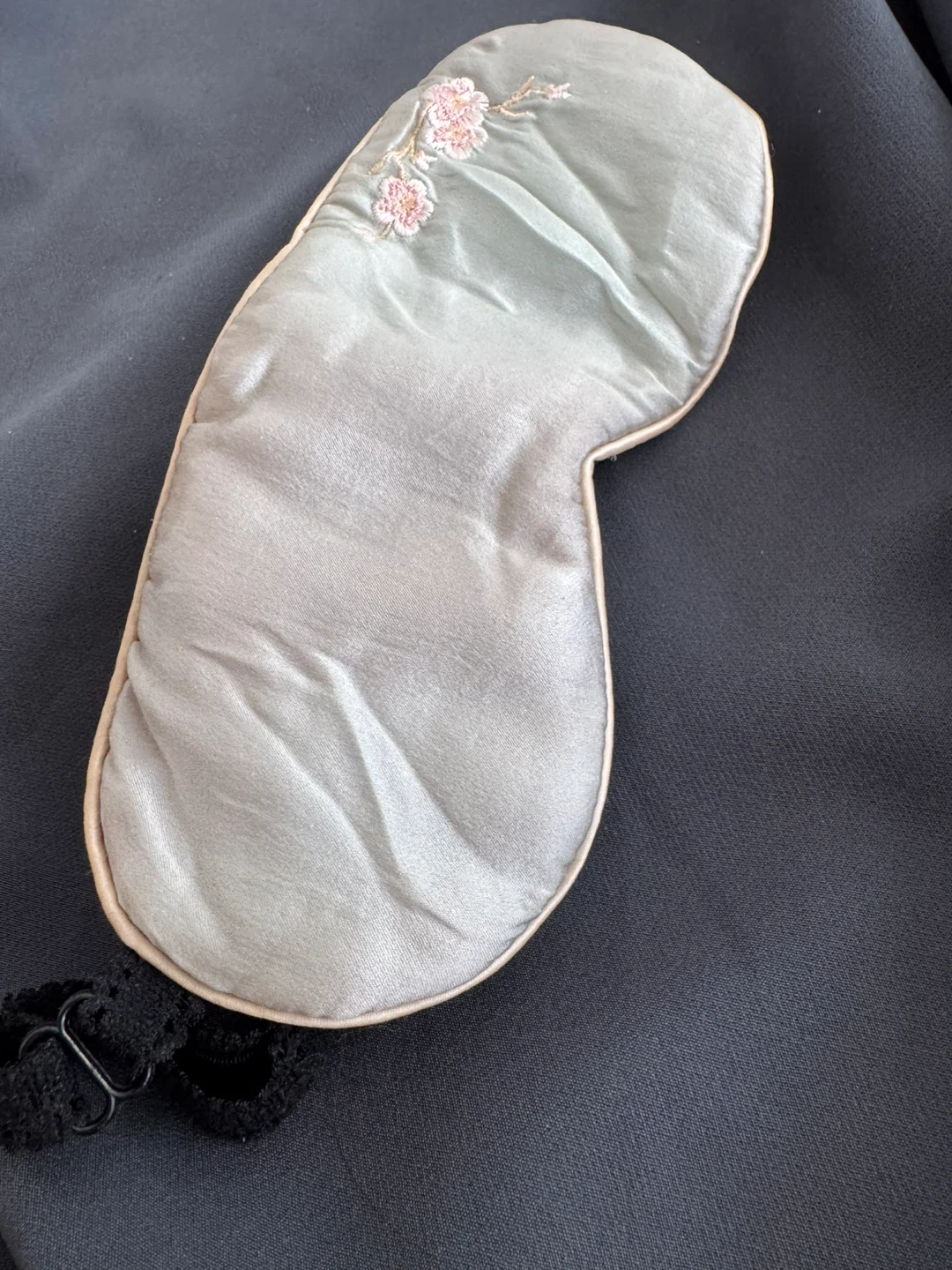 Japanese Embroidered Sage Green Sleep Mask