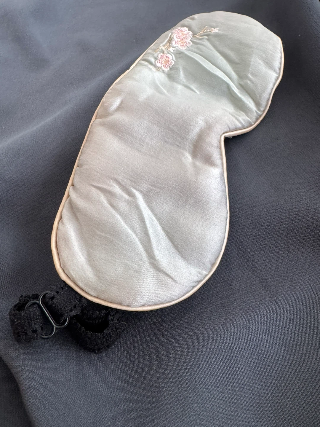 Japanese Embroidered Sage Green Sleep Mask - photo 2