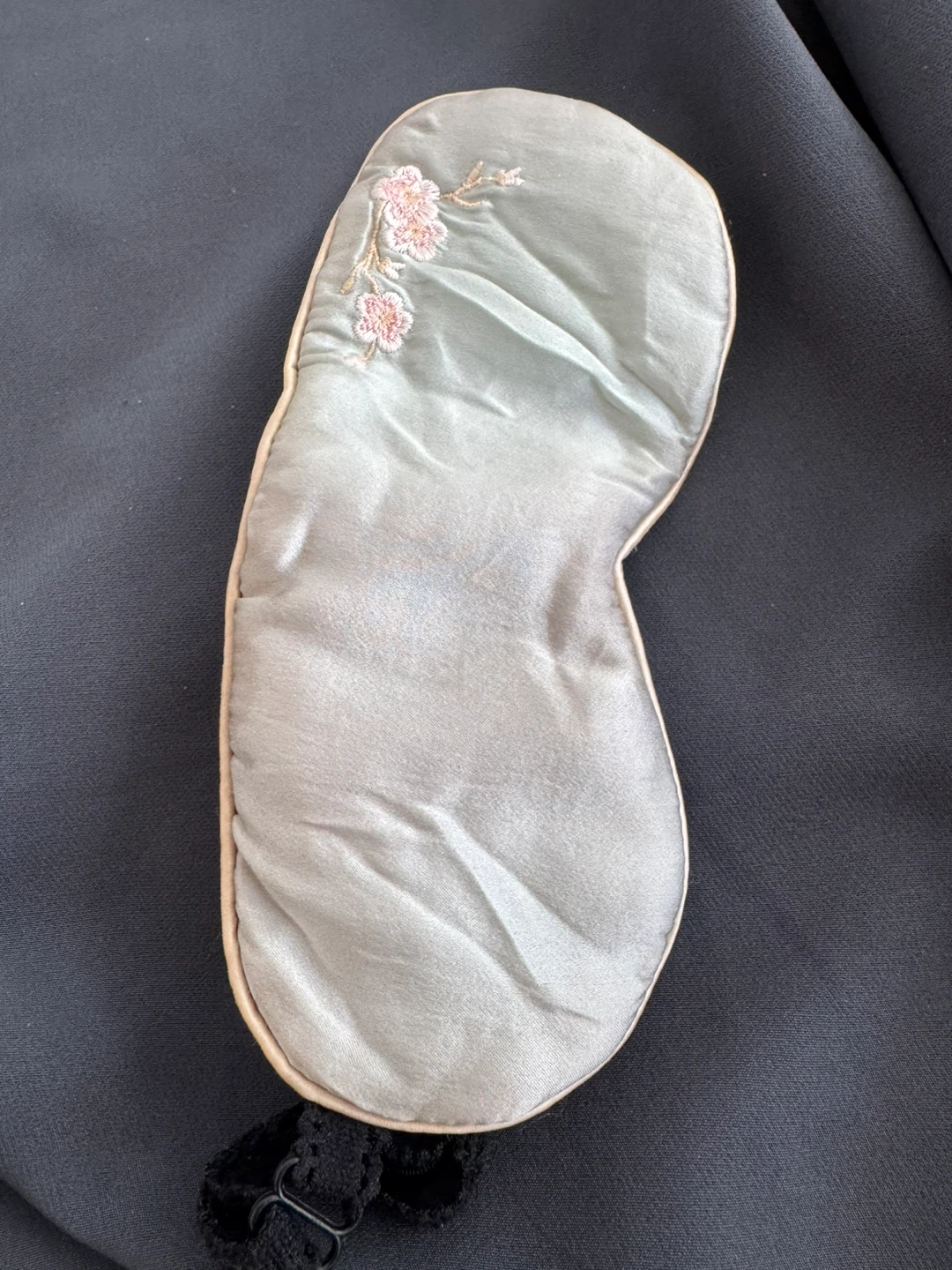Japanese Embroidered Sage Green Sleep Mask - photo 3