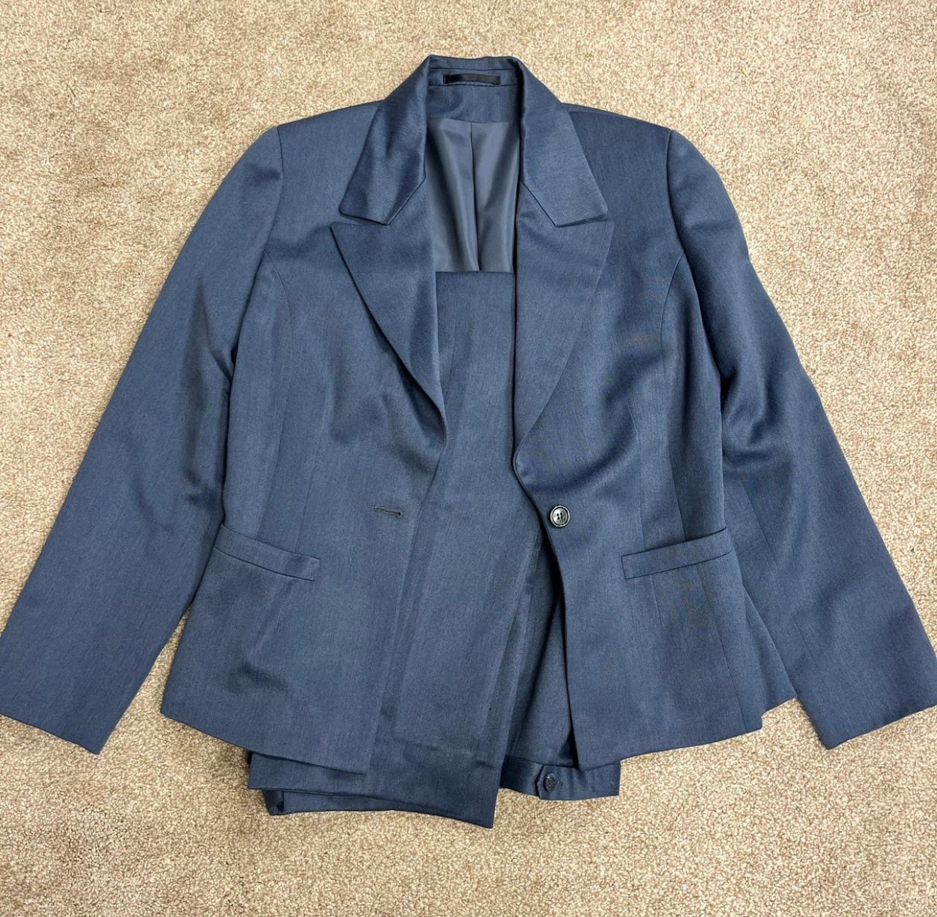 Wool Blue Blazer and Pants Set