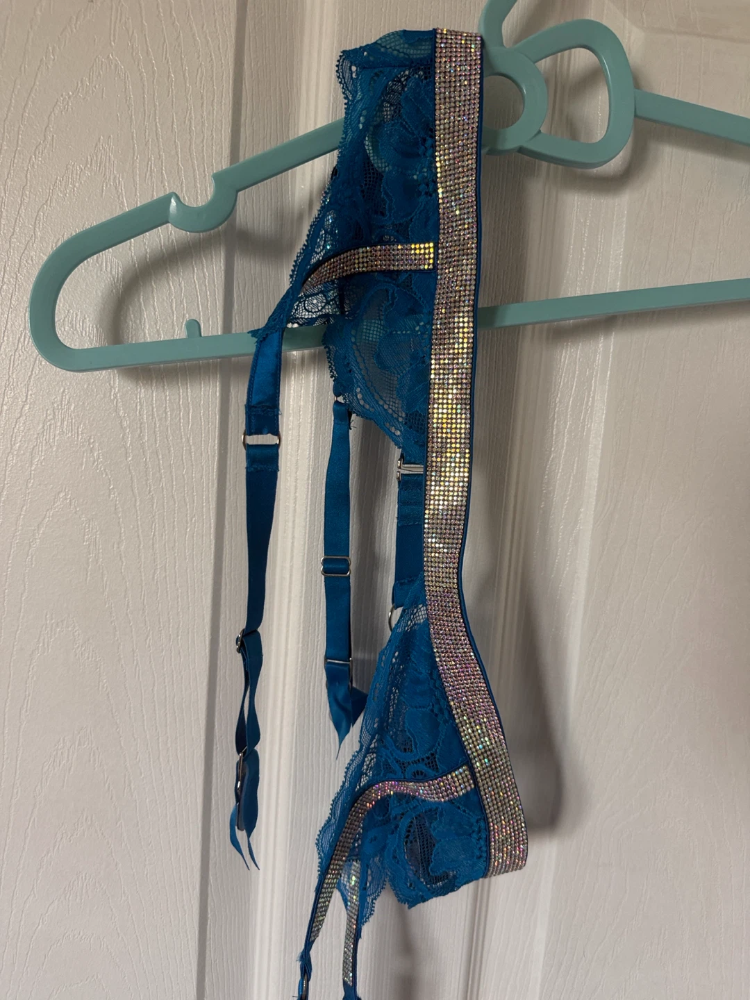 Victoria's Secret Blue Lace Rhinestone Garter Belt - photo 5