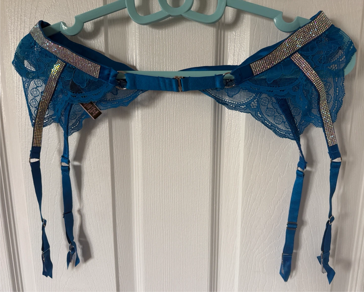 Victoria's Secret Blue Lace Rhinestone Garter Belt - photo 3