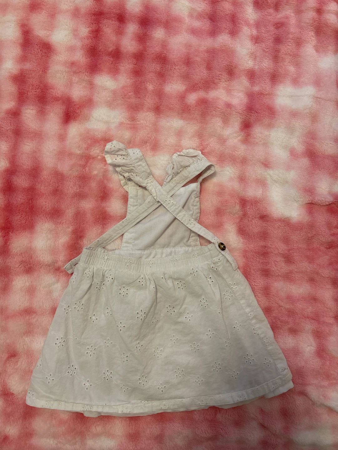 White Cotton Baby Overall Dress - photo 2
