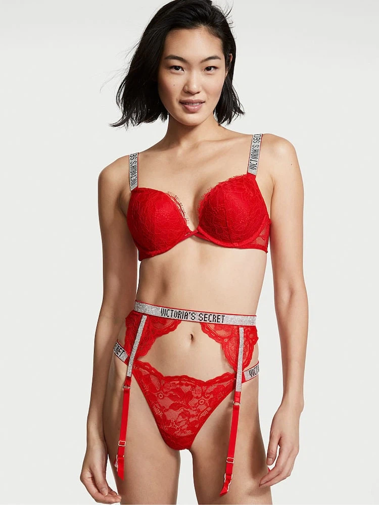 Victoria's Secret Red Rhinestone Garter Belt