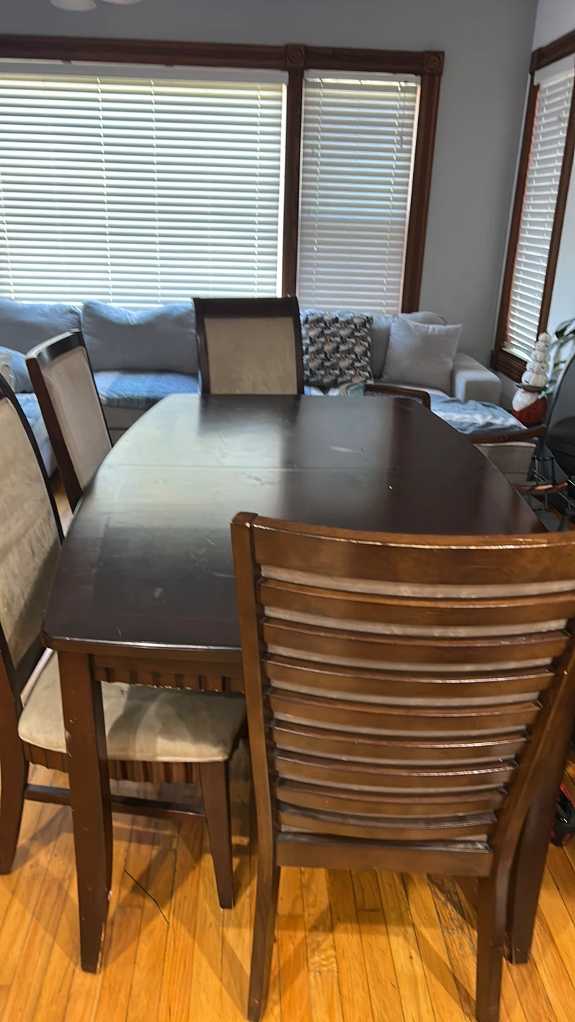 Dark Wood Dining Table with 4 Chairs