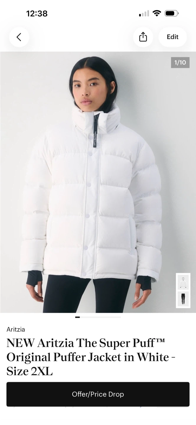 New Aritzia The Super Puff Original White Puffer Jacket 2XL