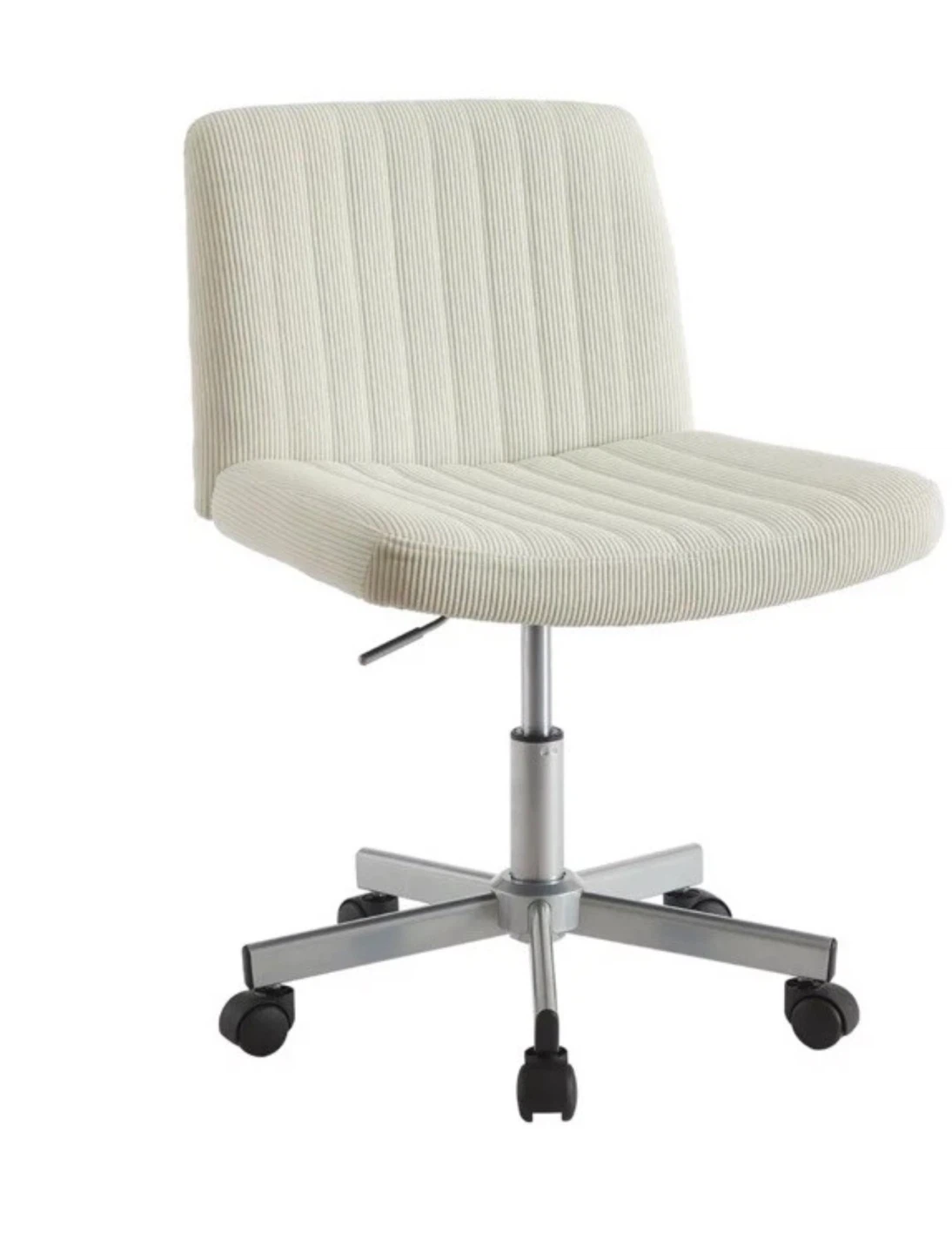 White Corduroy Swivel Office Chair