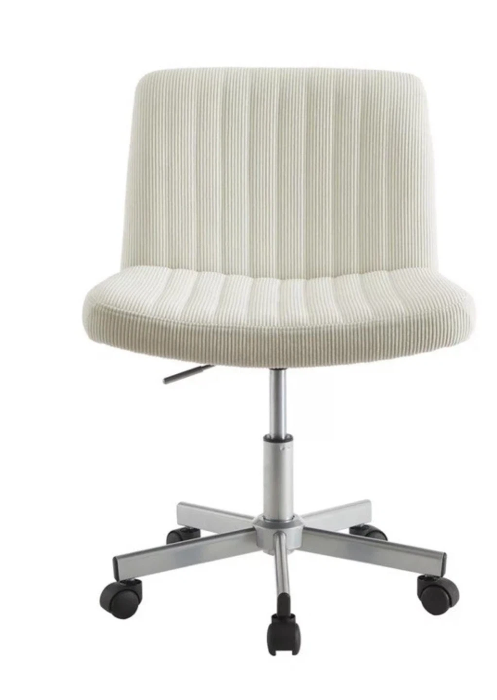 White Corduroy Swivel Office Chair - photo 3