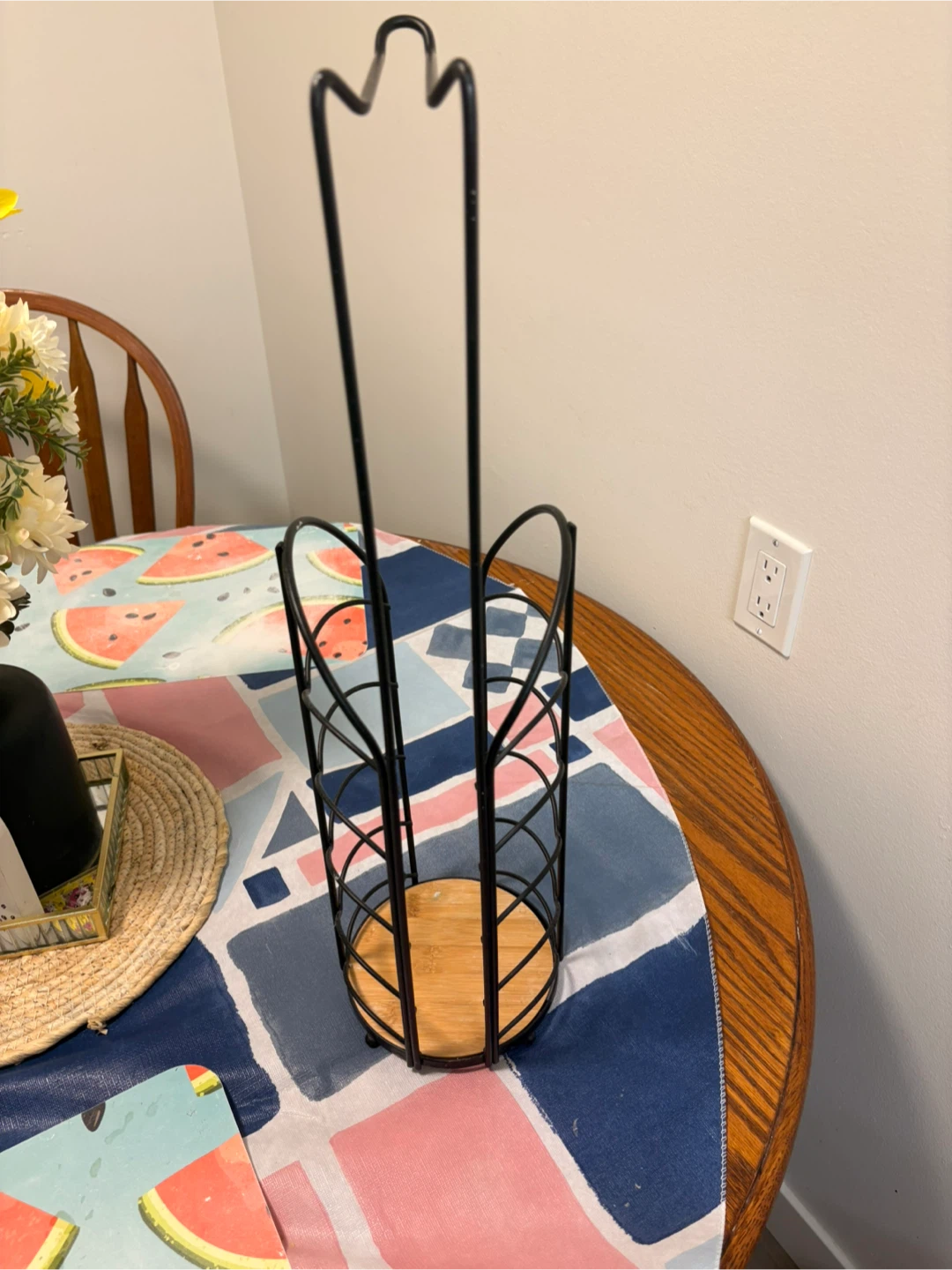 Metal and Bamboo Paper Towel Holder - photo 2