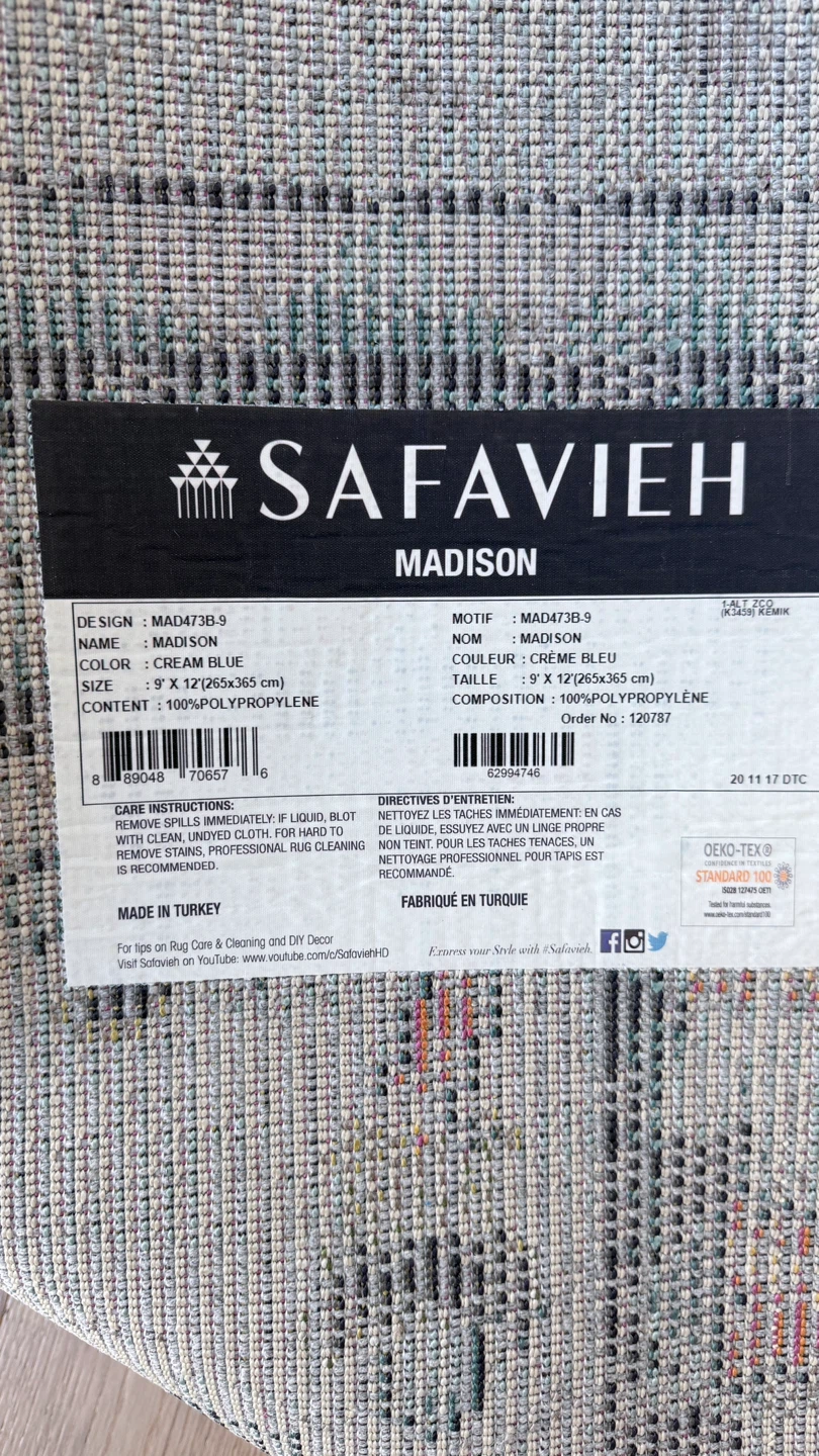 Safavieh Madison Cream/Blue 9' x 12' Area Rug (Model: MAD473B-9) - photo 3