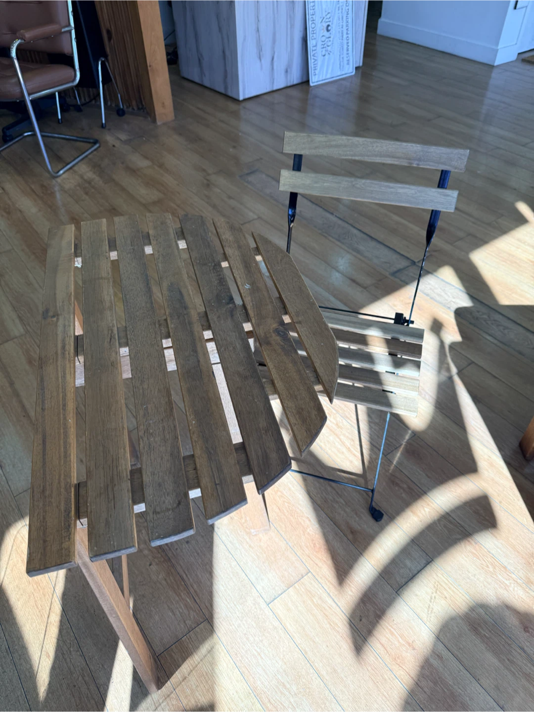 Folding Wood Bistro Table and Chair Set - photo 4