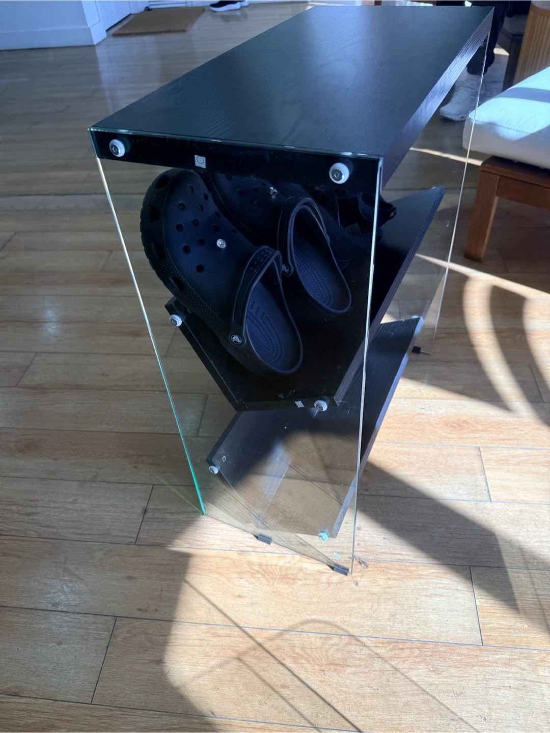Modern Glass and Wood Shoe Rack - photo 3