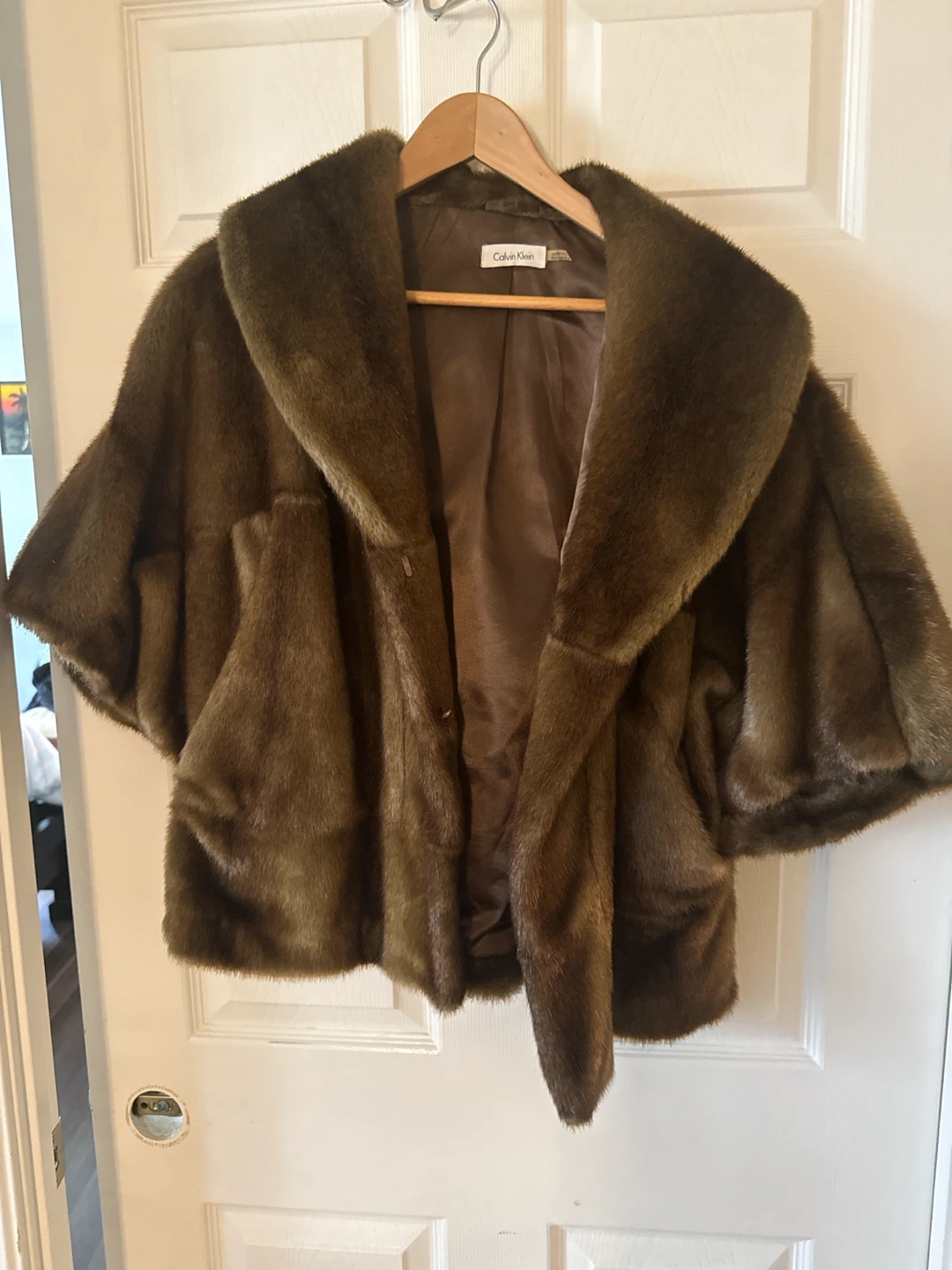 Calvin Klein Faux Fur Cape