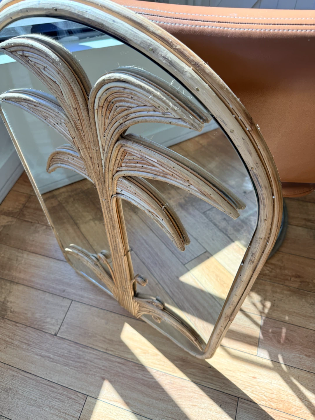 Vintage Rattan Palm Tree Mirror - photo 2