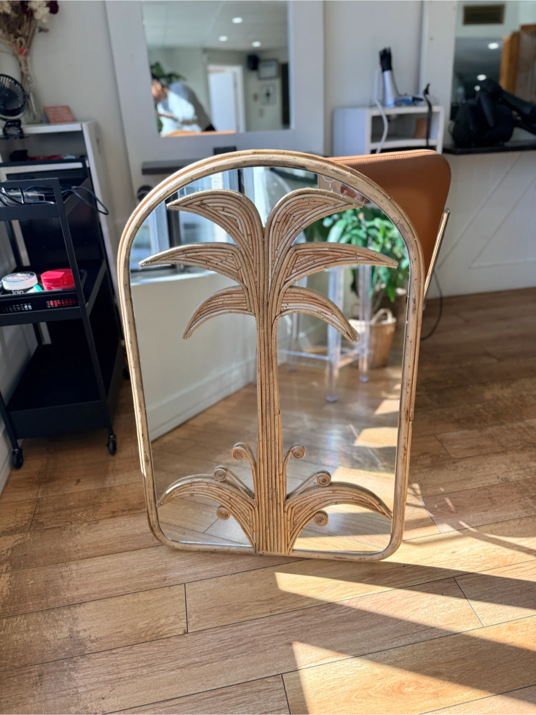 Vintage Rattan Palm Tree Mirror - photo 3