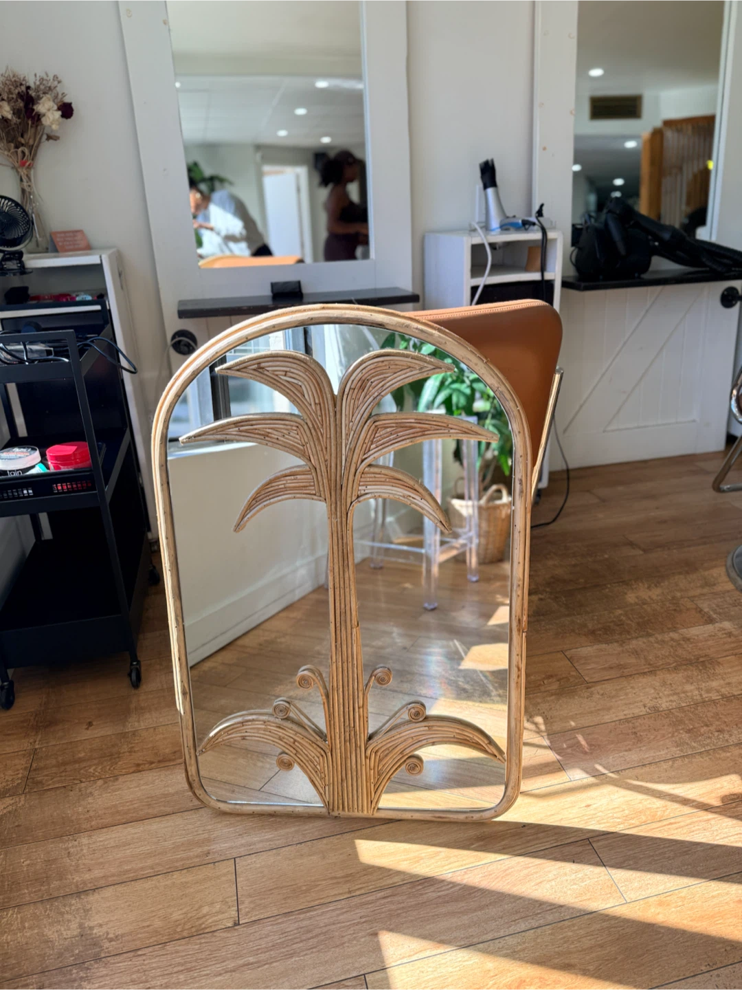Vintage Rattan Palm Tree Mirror - photo 4