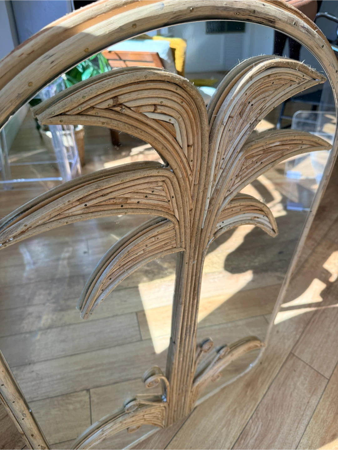 Vintage Rattan Palm Tree Mirror - photo 5