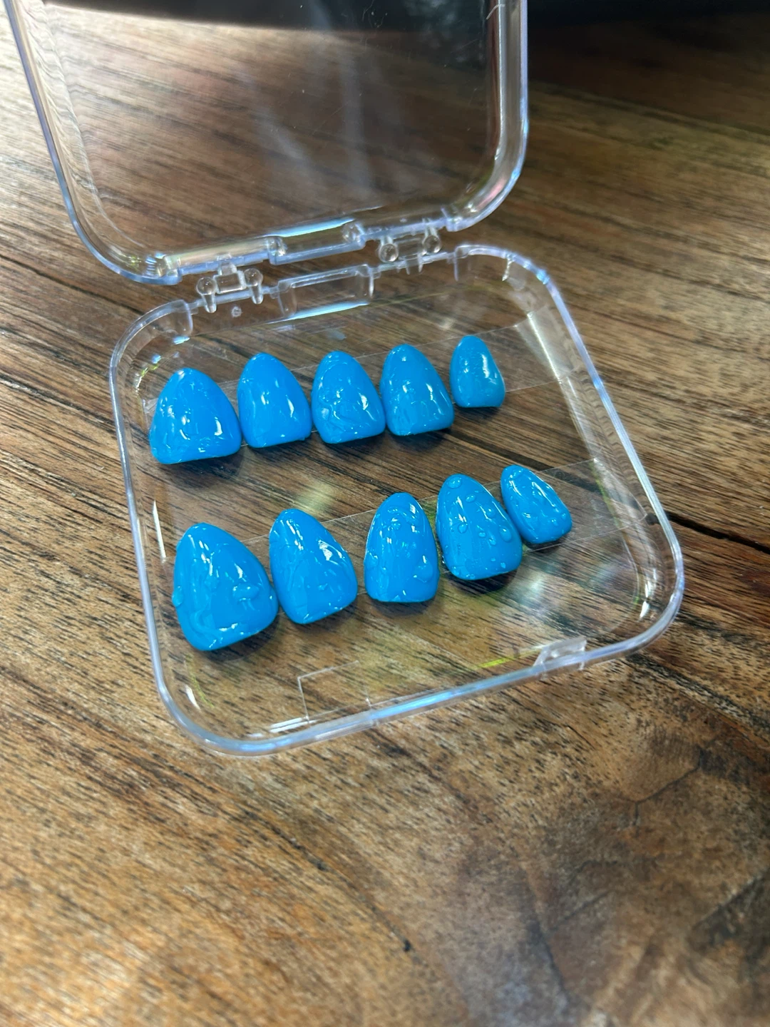 Handmade Blue Water Droplets Press-On Nails Set - photo 2