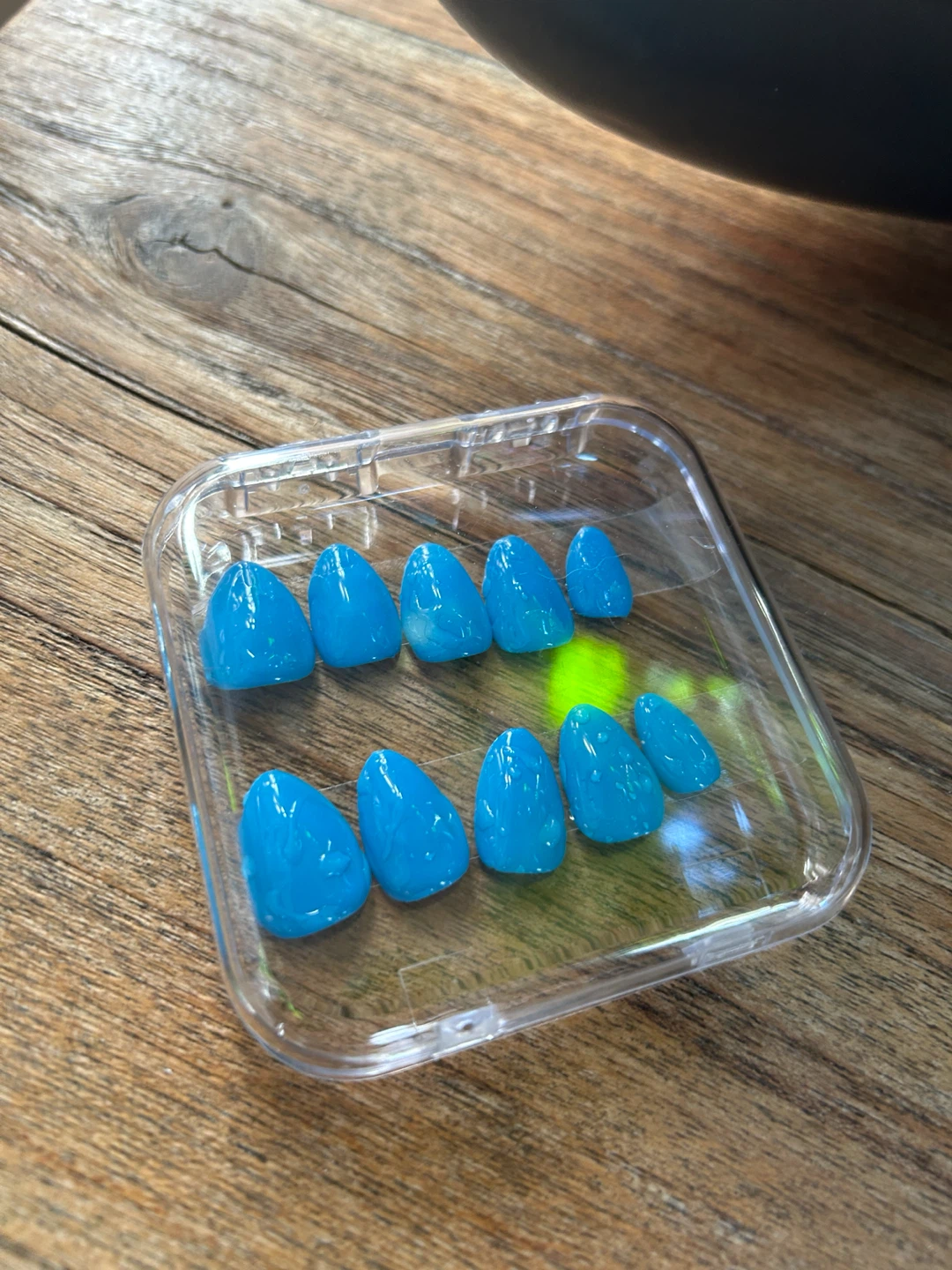 Handmade Blue Water Droplets Press-On Nails Set - photo 3