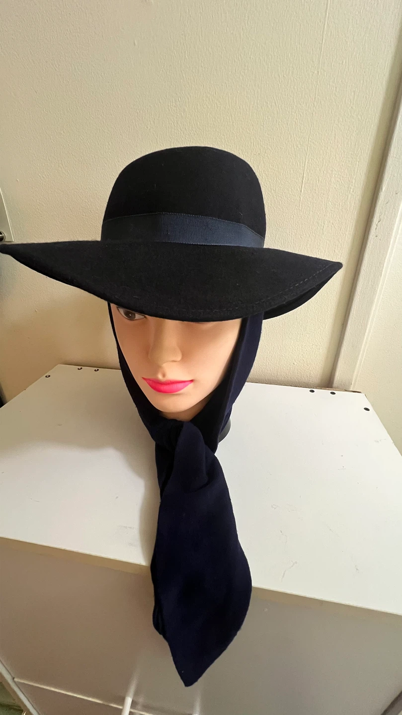 Vintage 70s Geo W Bollman Wool Felt Fedora Scarf Hat Navy M - photo 2