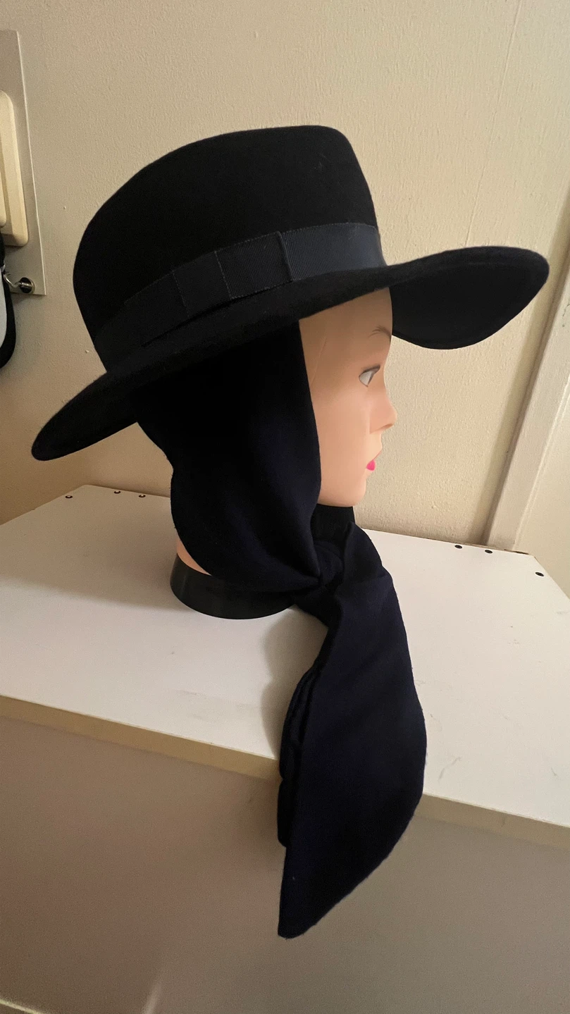 Vintage 70s Geo W Bollman Wool Felt Fedora Scarf Hat Navy M - photo 4