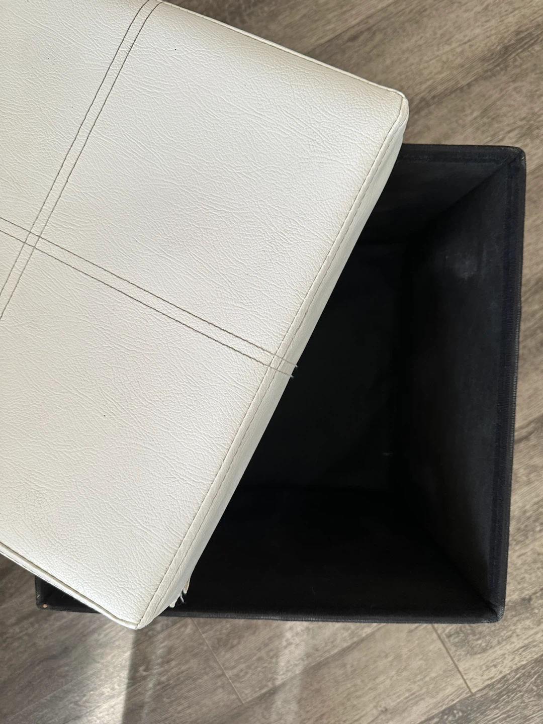 White Faux-Leather Storage Ottoman - photo 3