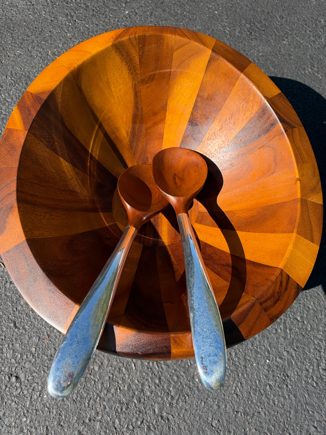 Wooden Salad Bowl with Serving Utensils - photo 2