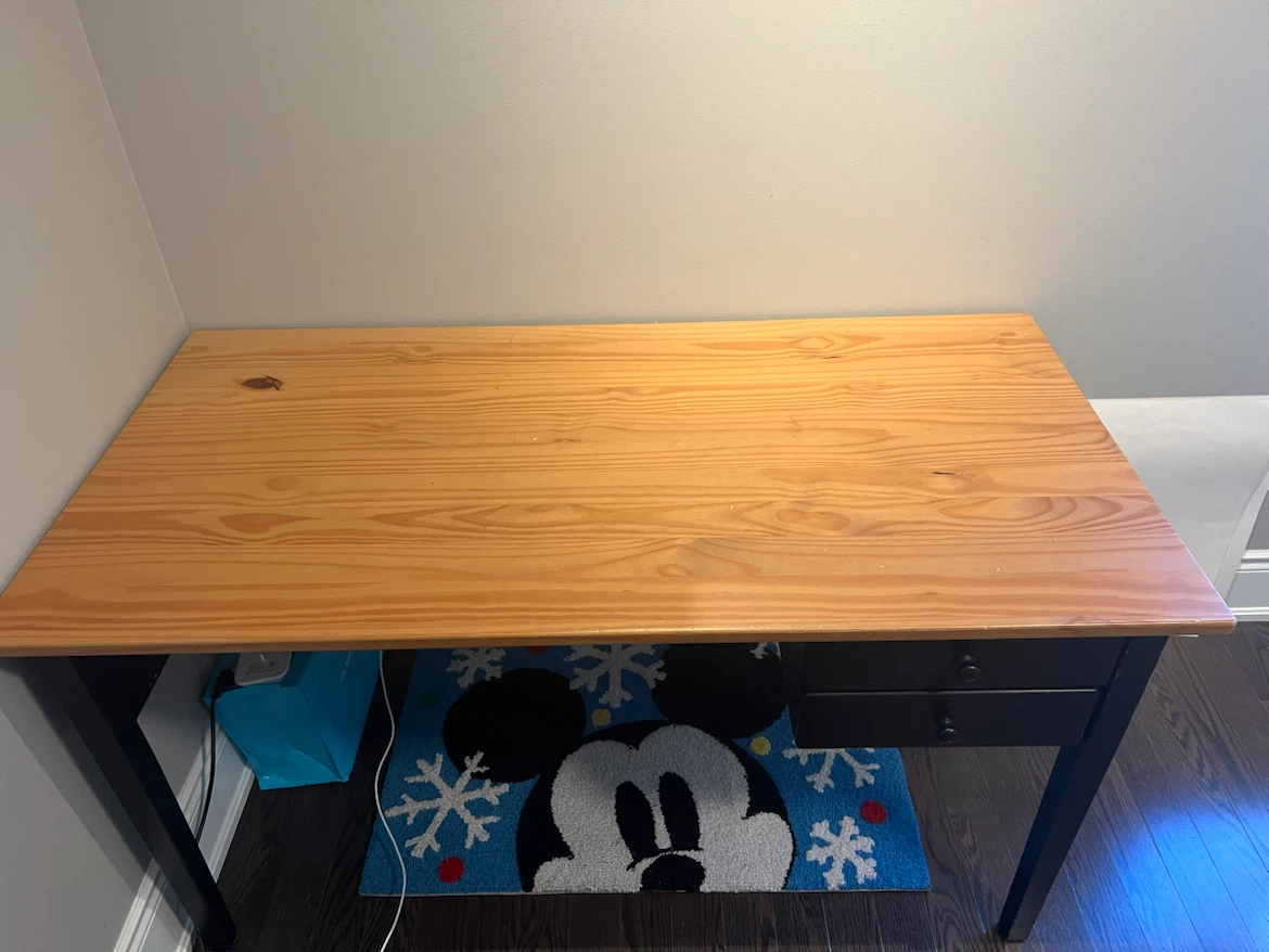 Black and Wood Two-Drawer Desk