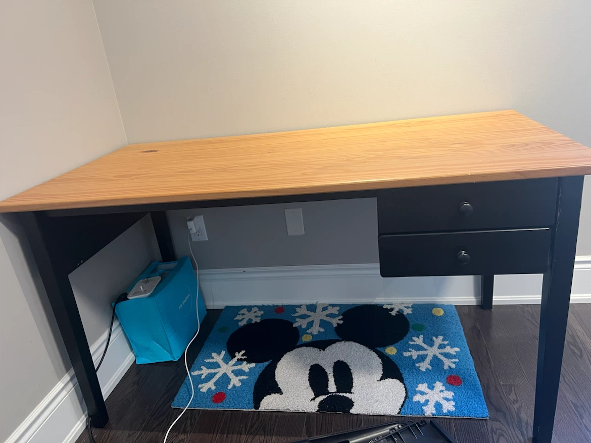 Black and Wood Two-Drawer Desk - photo 2