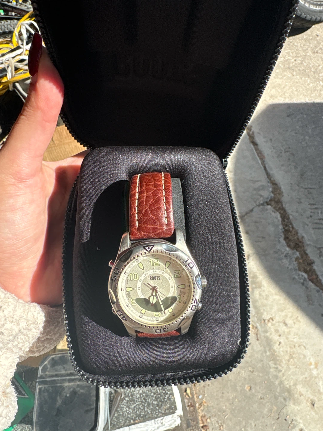 Roots Analog Watch with Leather Strap