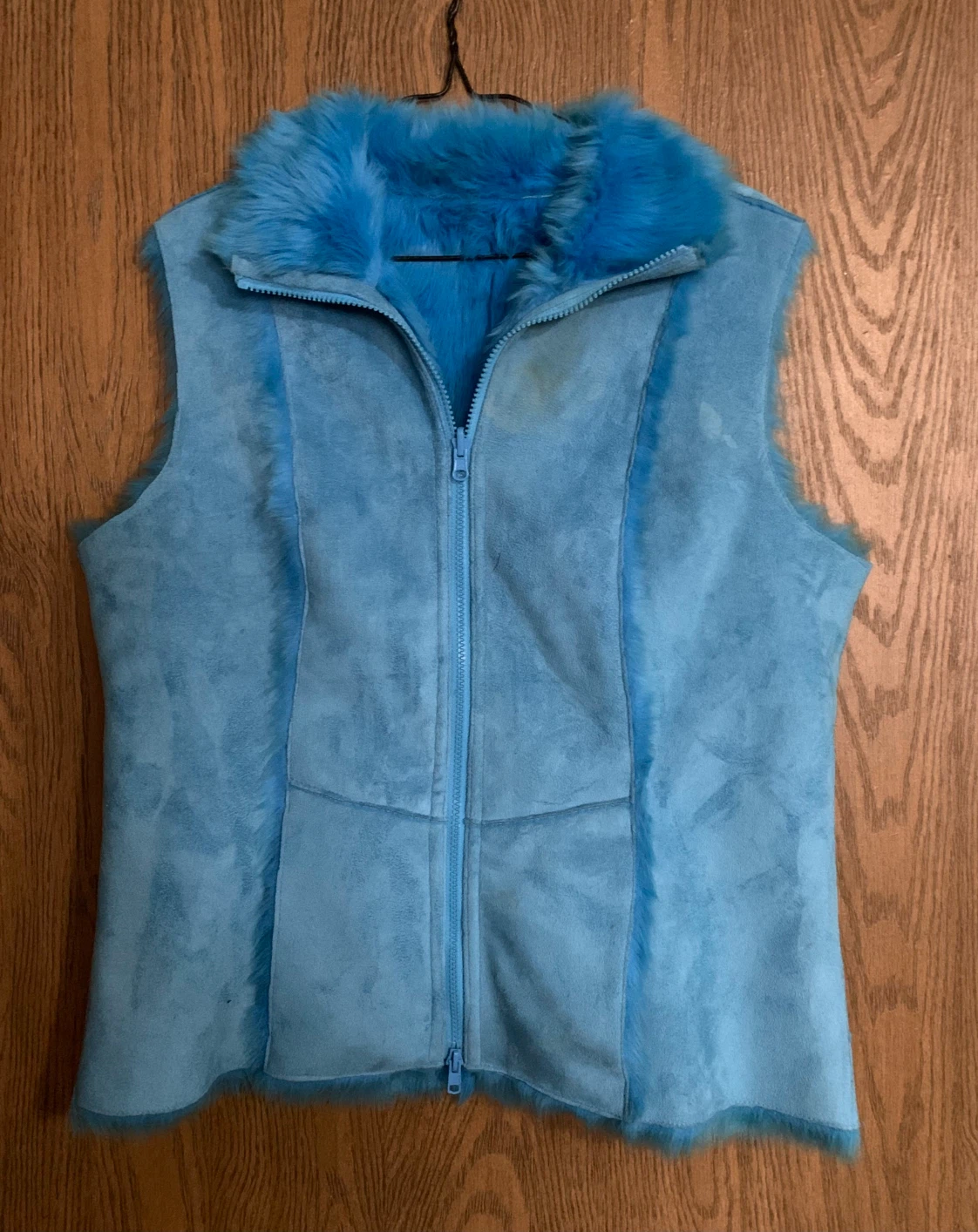 Reversible Blue Faux Fur Vest