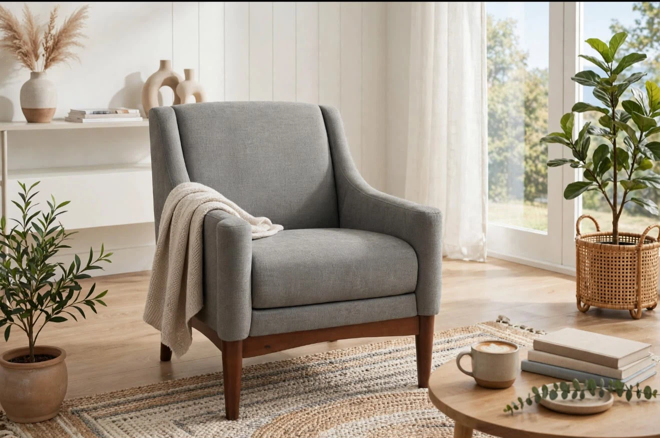 Grey Upholstered Accent Chair