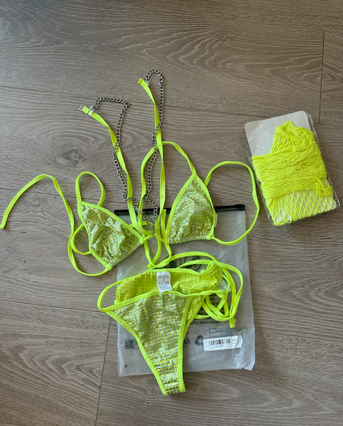NEW Neon Yellow Mesh Bikini Set