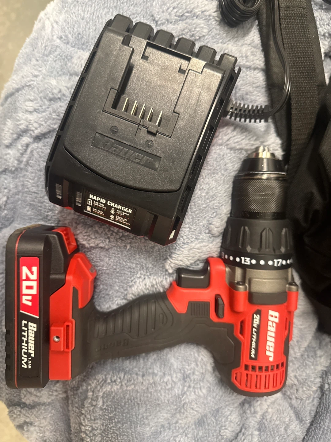 Bauer 20V Cordless Drill with Battery, Charger, and Bag - photo 2