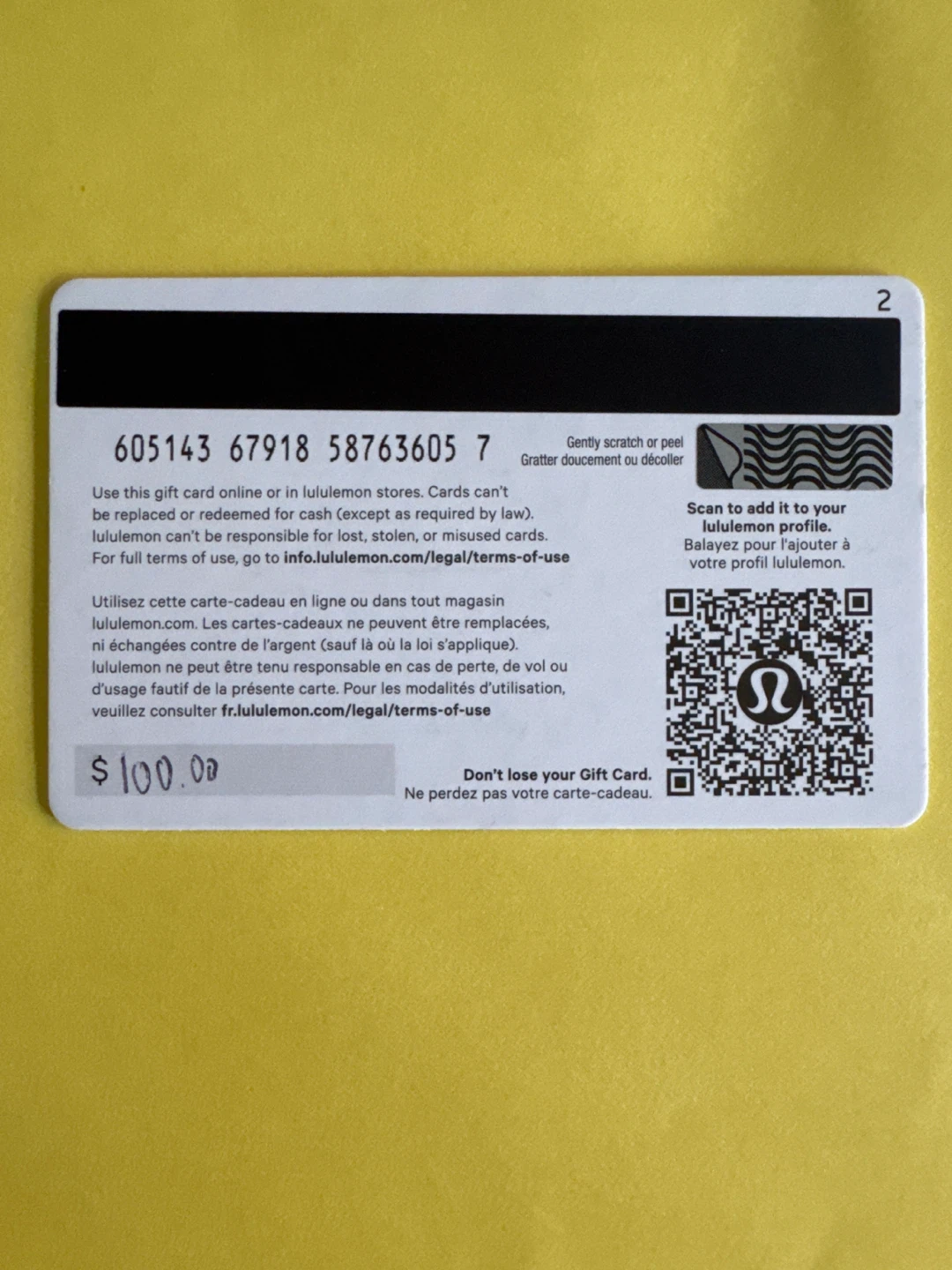 $100 Lululemon Gift Card - photo 2