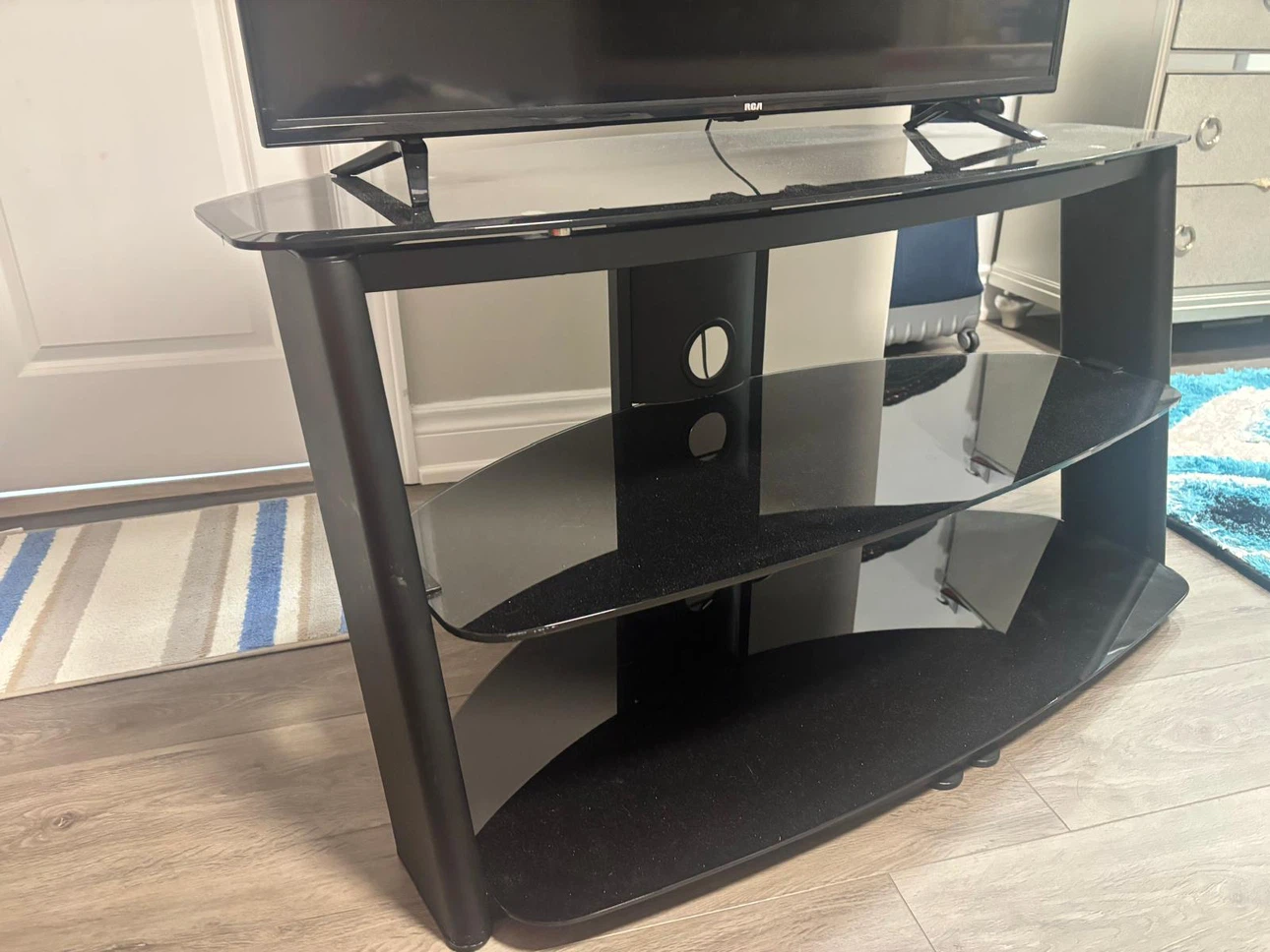 Black Glass TV Stand