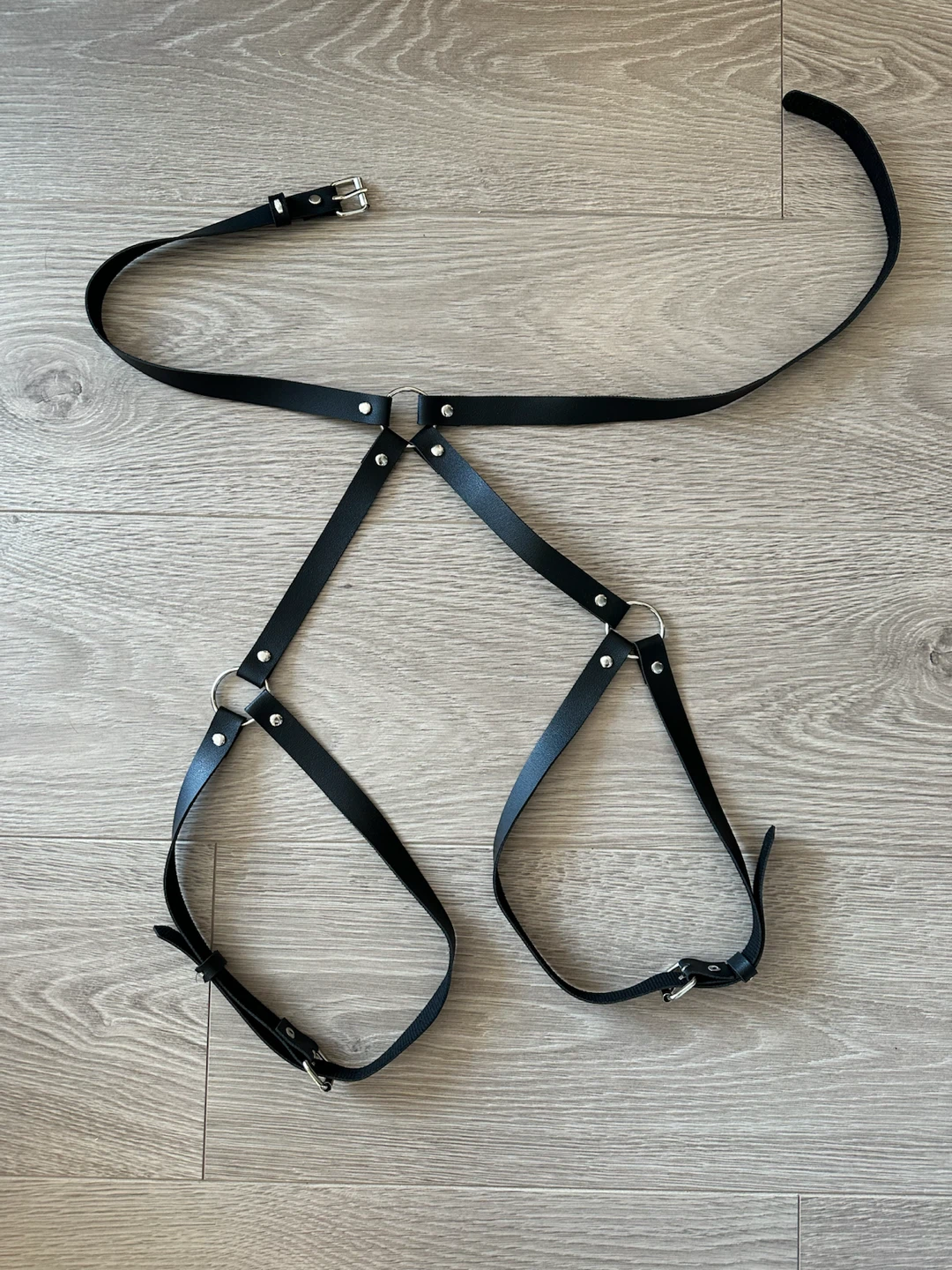 NEW Black Faux Leather Lower Body Harness