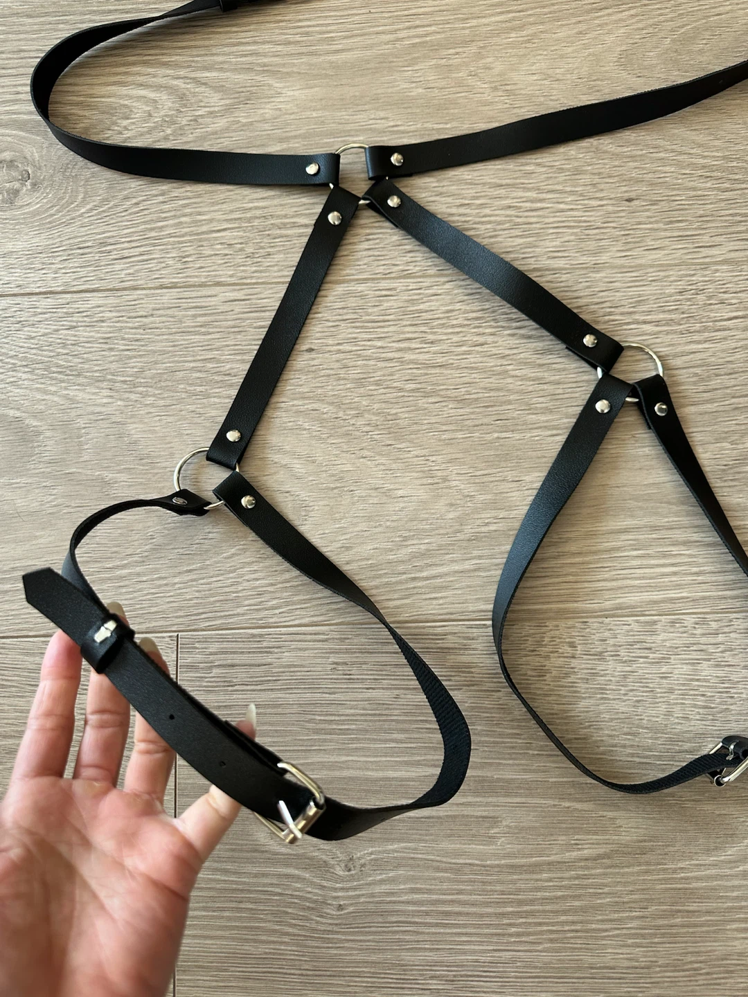 NEW Black Faux Leather Lower Body Harness - photo 2