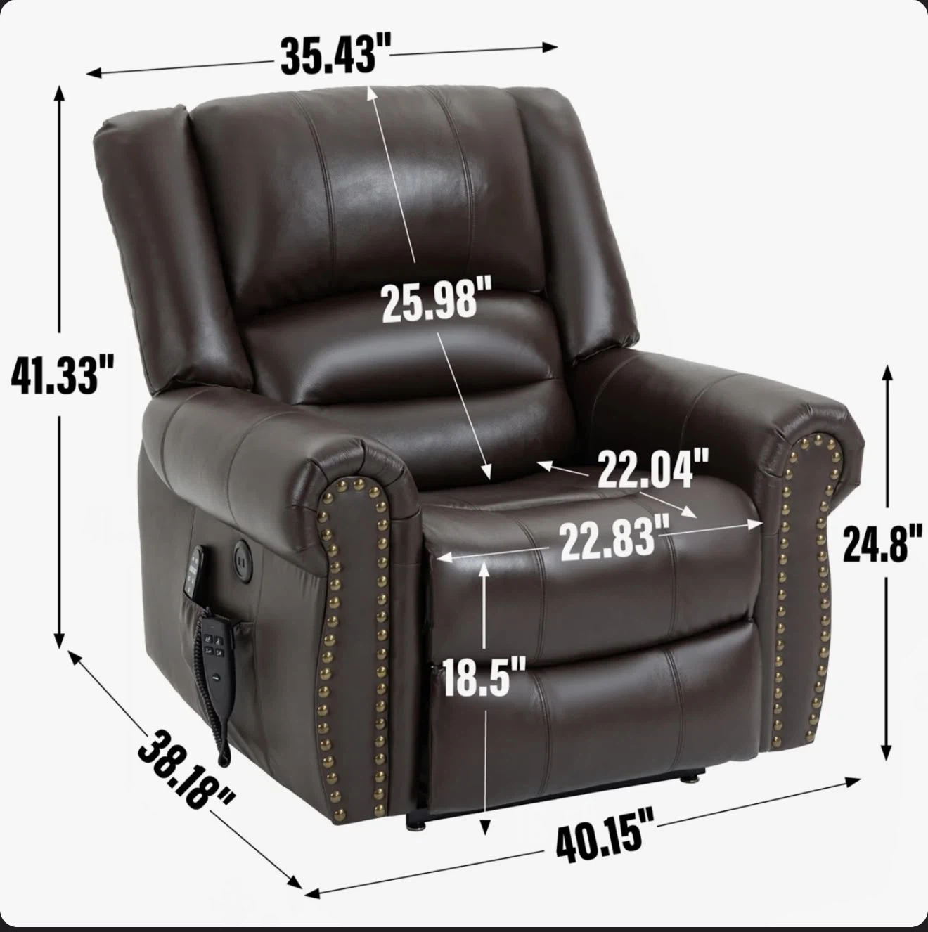 Genuine Leather Massage and Heating Recliner - photo 3