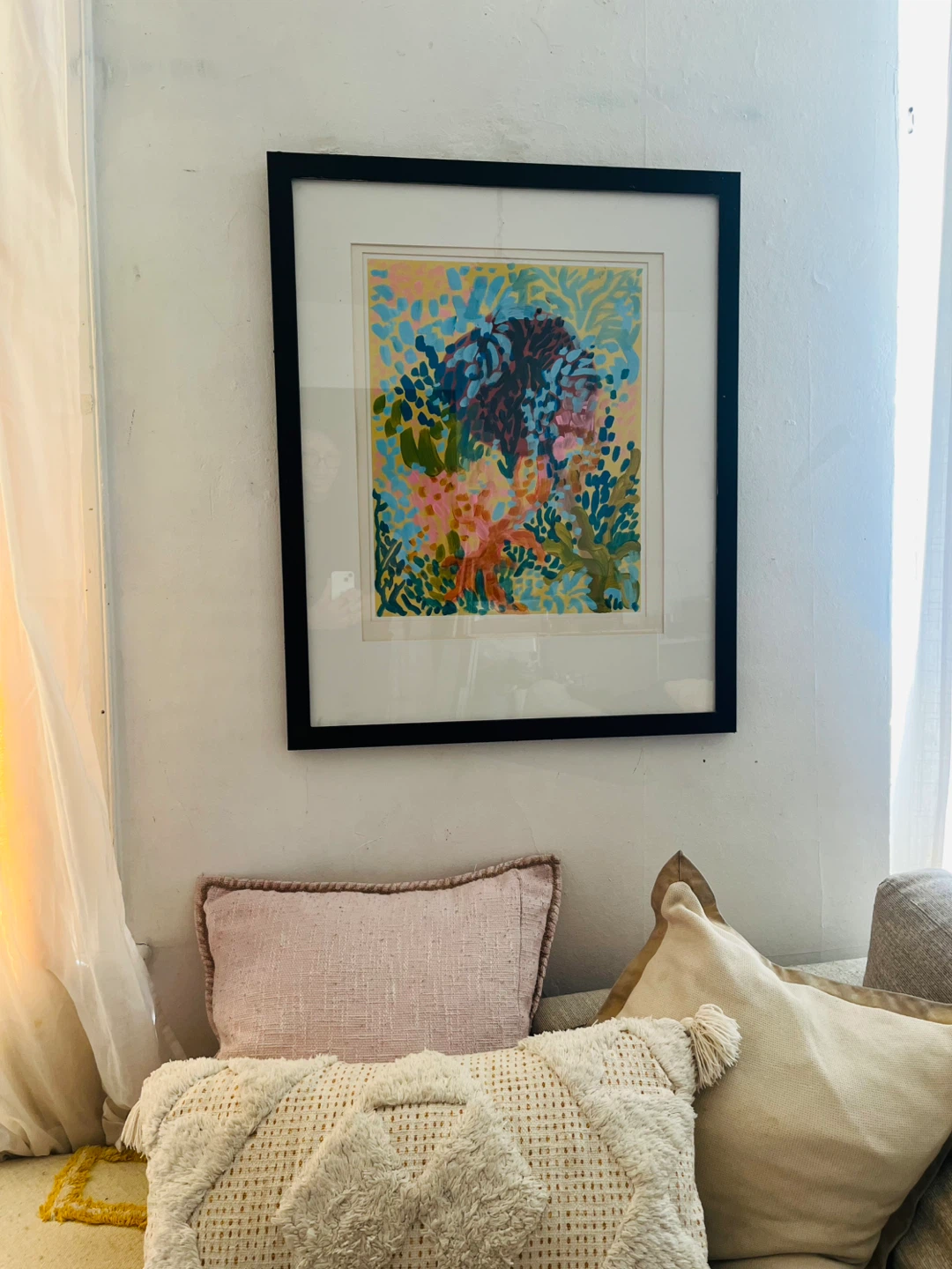 Abstract Painted Art in Black Frame