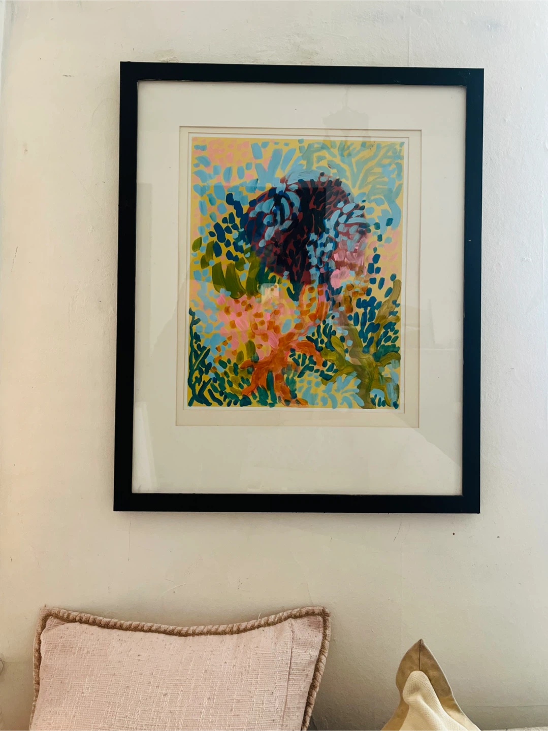 Abstract Painted Art in Black Frame - photo 2